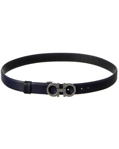 Ferragamo Salvatore Gancini Reversible & Adjustable Leather Belt - Blue