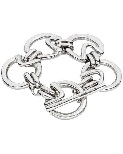 Uno De 50 Silver Plated Large Circle Triangle Link Bracelet - White