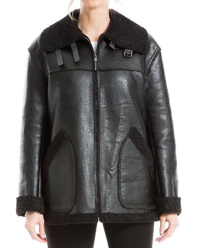 Max Studio Leatherette Zip Front Jacket - Black