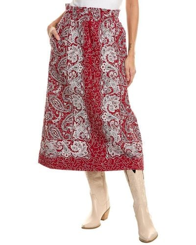 Sea Theodora Paisley Print Quilted Midi Skirt - Red