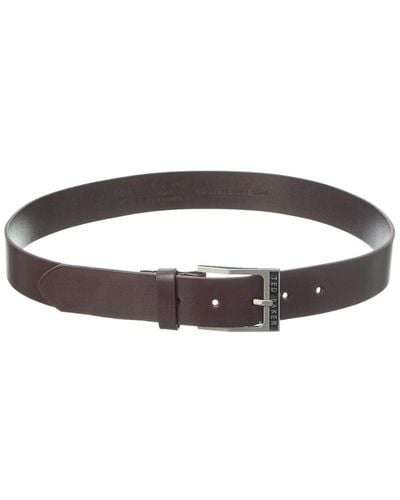 Ted Baker Mesdnn Enamel Logo Buckle Leather Belt - Brown