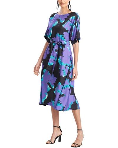 Natori Taichou Silk-blend Midi Dress - Blue