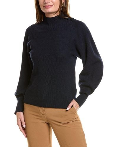 Rebecca Taylor Rib Mock Neck Wool & Cashmere-blend Sweater - Black