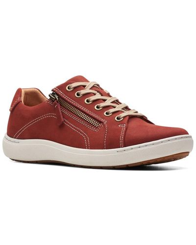 Clarks Nalle Lace Leather Trainer - Red