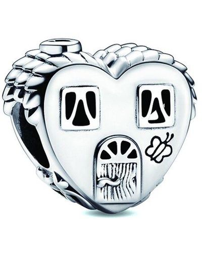 PANDORA Moments Silver Heart House Happy Place Charm - White