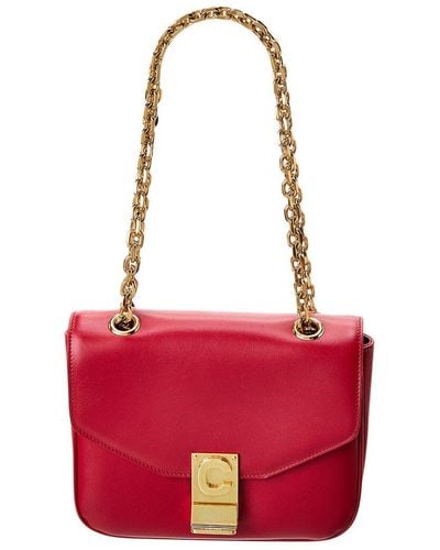 Celine C Small Leather Shoulder Bag (Authentic Pre-Owned) - Red