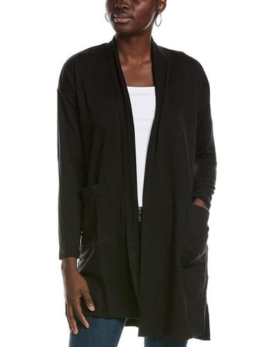 Eileen Fisher Petite Stretch Terry High Collar Jacket - Black