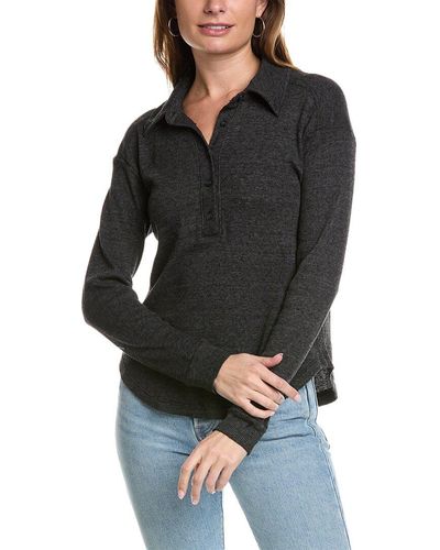 Michael Stars Amina Henley Shirt - Black