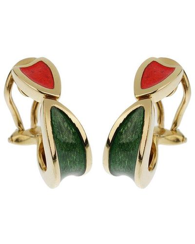 Gucci 18K Enamel Clip-On Hoops (Authentic Pre-Owned) - Green
