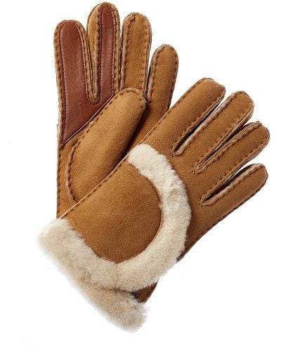 UGG Exposed-seam Suede Gloves - Brown