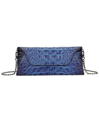 Tiffany & Fred Paris Embossed Leather Clutch - Blue