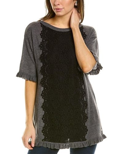Twin Set Lace Wool & Cashmere-blend Sweater - Black