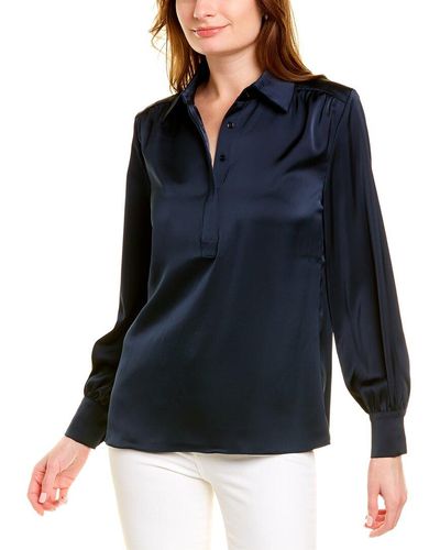 Brooks Brothers Micro Twill Blouse - Blue