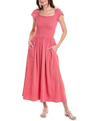 Splendid Tai Ruched Midi Dress - Pink