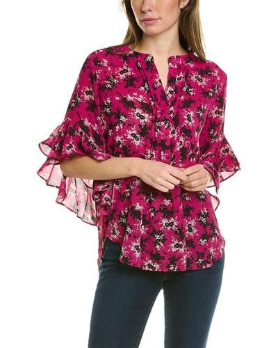 Vince Camuto Flutter Sleeve Blouse - Red