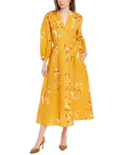 Lafayette 148 New York Leona Silk & Linen-blend Dress - Orange