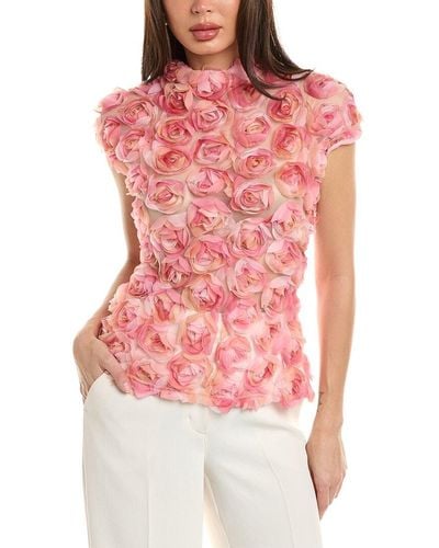 Gracia Rose Detail Cap Sleeve Top - Pink