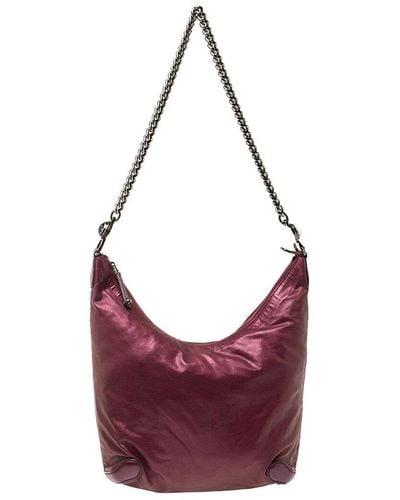 Gucci Metallic Leather Galaxy Slouchy Hobo Bag (Authentic Pre-Owned) - Purple