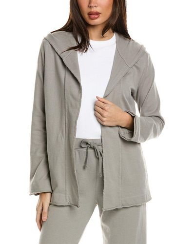 James Perse French Terry Hooded Open Front Cardigan - Gray