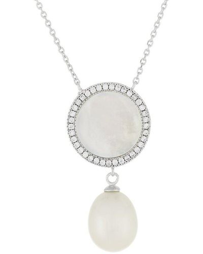 Splendid Silver 9-9.5mm Pearl Pendant Necklace - White