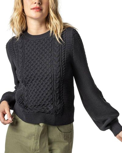 Lilla P Cable Crewneck Sweater - Black
