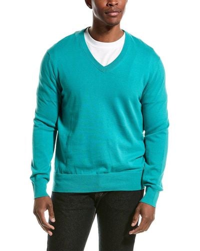 Brooks Brothers Jersey V-neck Sweater - Blue