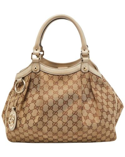 Gucci Canvas & Leather Medium Sukey Tote (Authentic Pre-Owned) - Brown
