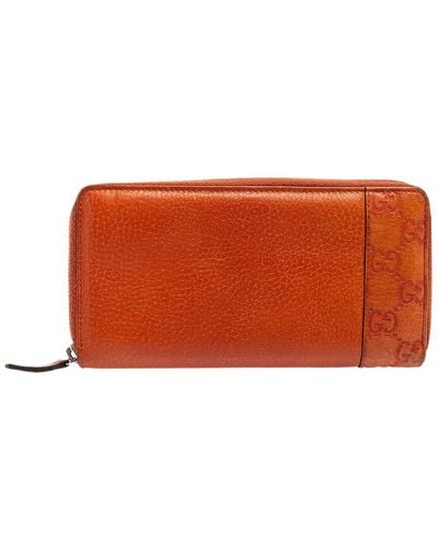 Gucci Microssima Leather Zip Around Wallet - Orange