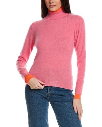 Brodie Cashmere Contrast Cashmere Sweater - Red