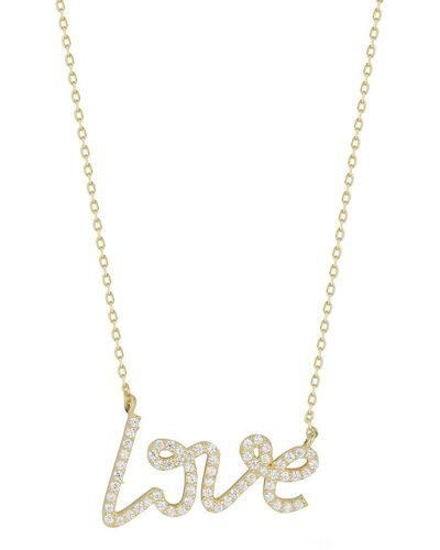 Glaze Jewelry 14k Over Silver Cz Love Necklace - Metallic