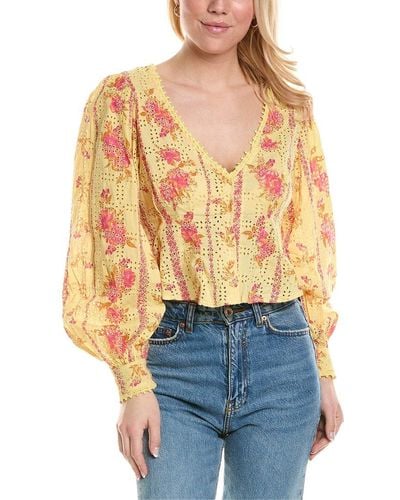 Free People Blossom Eyelet Top - Blue