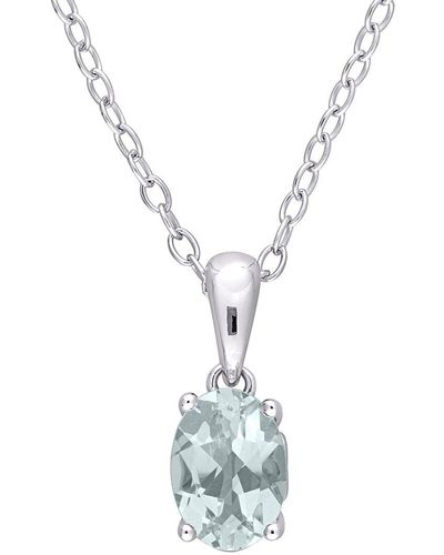 Rina Limor Silver 0.60 Ct. Tw. Aquamarine Solitaire Pendant Necklace - Metallic