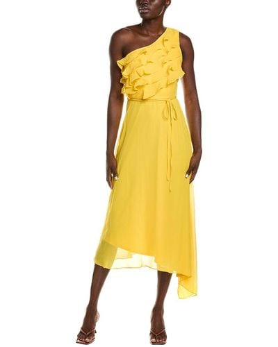 Maison Tara One-Shoulder Midi Dress - Yellow
