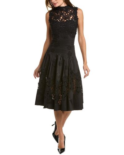 Oscar de la Renta Lace Inset Dress - Black