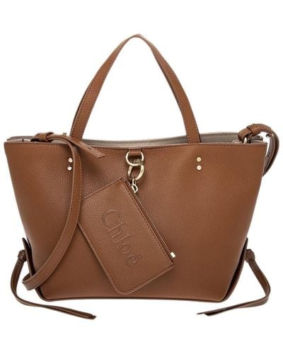 Chloé Sense Small East-west Leather Tote - Brown
