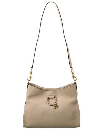 See By Chloé Charm Detail Leather Satchel - Natural
