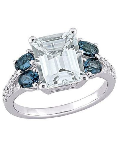 Rina Limor Silver 4.12 Ct. Tw. Diamond & Gemstone Ring - Blue