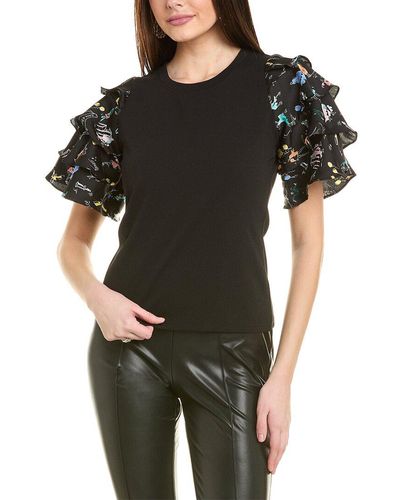 Gracia Flutter Sleeve Top - Black