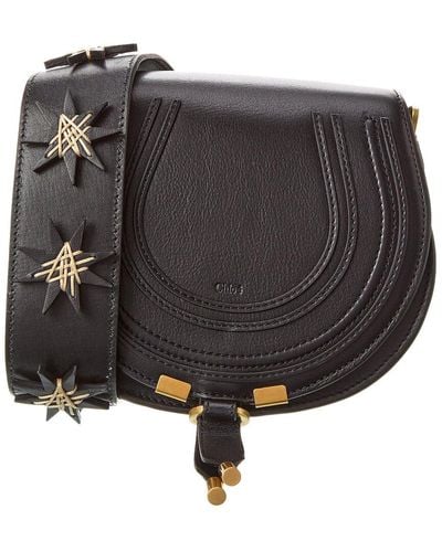 Chloé Marcie Small Leather Saddle Bag - Black