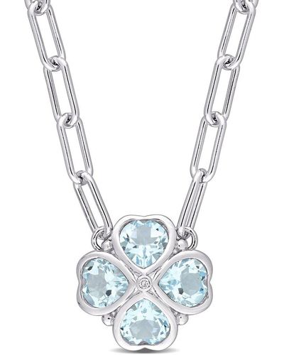 Rina Limor Silver 3.93 Ct. Tw. Diamond & Topaz Pendant Necklace - Multicolour