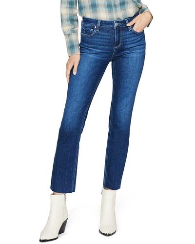 PAIGE Amber Dream Weaver Mid Rise Straight Ankle Jean - Blue