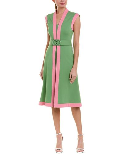 Gucci Belted A-line Dress - Green