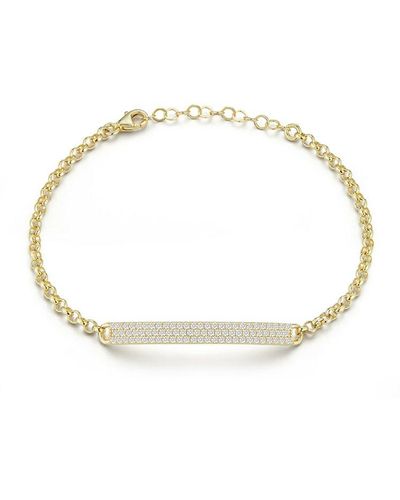 Glaze Jewelry 14k Over Silver Cz Id Bracelet - Metallic