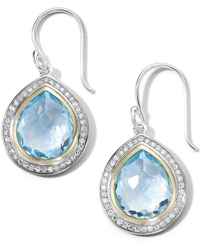 Ippolita Rock Candy 18k & Silver 0.30 Ct. Tw. Diamond & Blue Topaz Drop Earrings