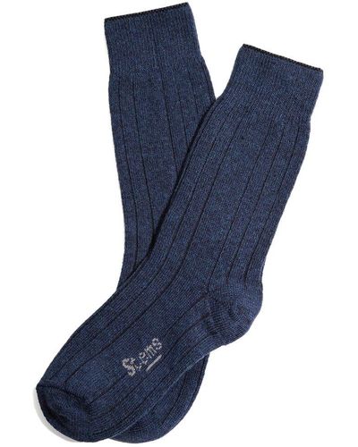 Stems Lux Cashmere & Wool-blend Crew Sock Gift Box - Blue