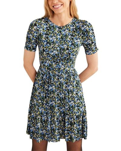 Boden Ruched Bust Jersey Mini Dress - Blue