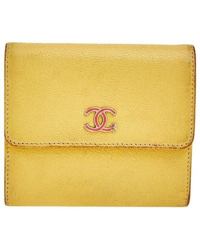 Chanel Leather Trifold Wallet (Authentic Pre-Owned) - Yellow
