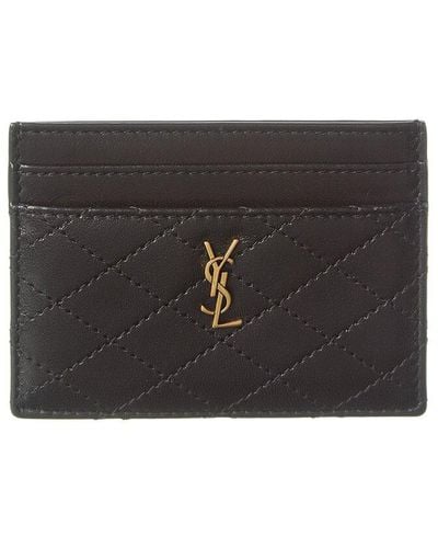 Saint Laurent Gaby Quilted Leather Card Case - Black