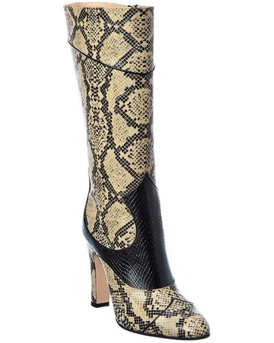 Gucci Snake-Embossed Leather Knee-High Boot - Natural