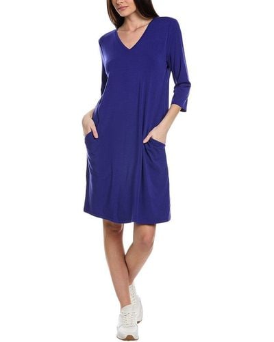Eileen Fisher V-neck A-line Dress - Blue